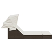 vidaXL Poly Rattan Double Sun Lounger w/ Canopy & Cushions in Brown