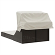 vidaXL Poly Rattan Double Sun Lounger w/ Canopy & Cushions in Brown
