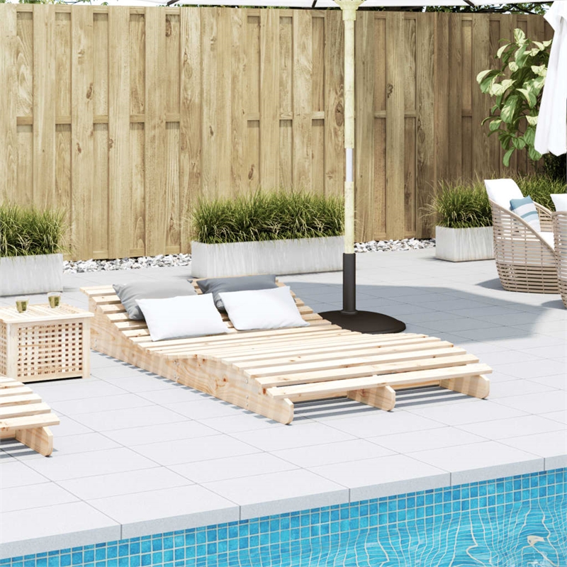 vidaXL Solid Pine Wood Sun Lounger in Brown