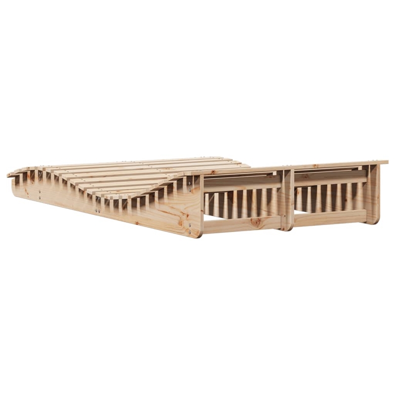 vidaXL Solid Pine Wood Sun Lounger in Brown