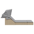 vidaXL Poly Rattan Double Sun Lounger w/ Canopy & Cushions in Beige