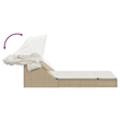 vidaXL Poly Rattan Double Sun Lounger w/ Canopy & Cushions in Light Grey