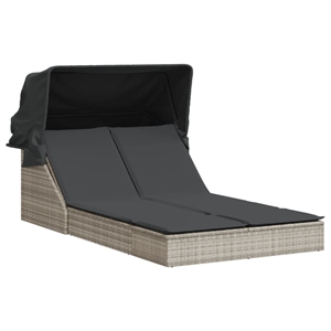 vidaXL Patio PE Rattan Double Sun Lounger in Brown
