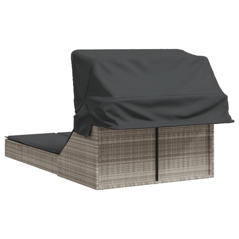vidaXL Patio PE Rattan Double Sun Lounger in Brown