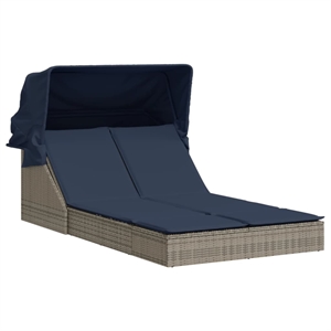 vidaXL Patio Double Sun Lounger in Black and Turquoise