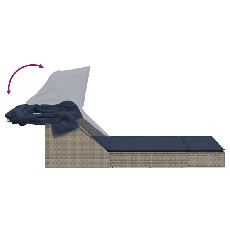 vidaXL Patio Double Sun Lounger in Black and Turquoise