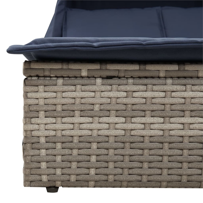 vidaXL Patio Double Sun Lounger in Black and Turquoise