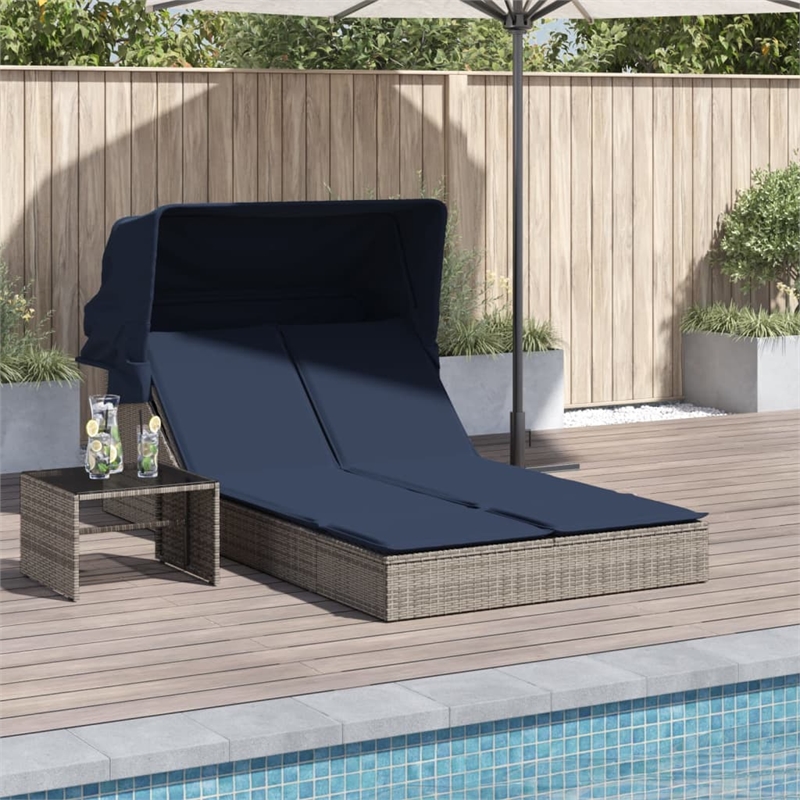 vidaXL Patio Double Sun Lounger in Black and Turquoise