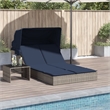 vidaXL Patio Double Sun Lounger in Black and Turquoise