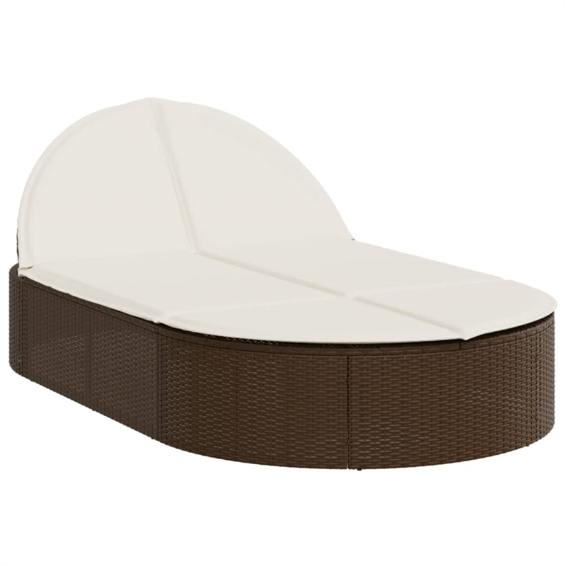 vidaXL Poly Rattan Double Sun Lounger w/ Cushions in Grey