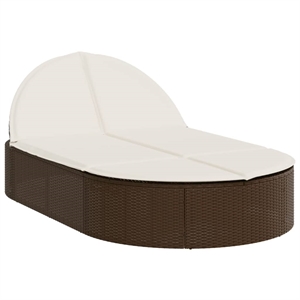 vidaXL Poly Rattan Double Sun Lounger w/ Cushions in Grey