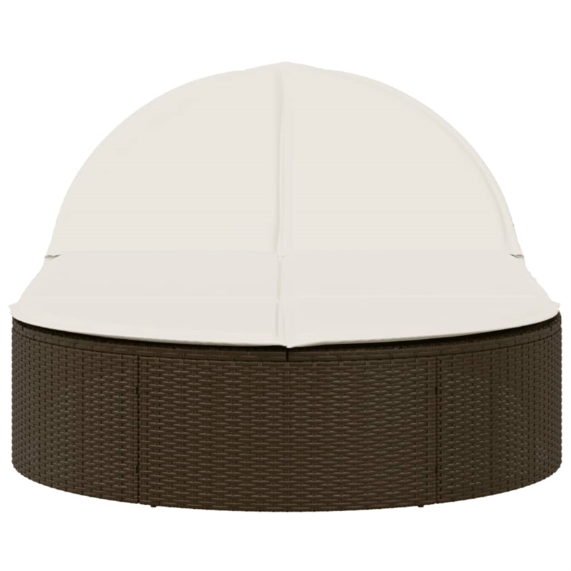 vidaXL Poly Rattan Double Sun Lounger w/ Cushions in Grey