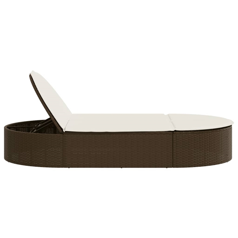 vidaXL Poly Rattan Double Sun Lounger w/ Cushions in Grey