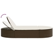 vidaXL Poly Rattan Double Sun Lounger w/ Cushions in Grey