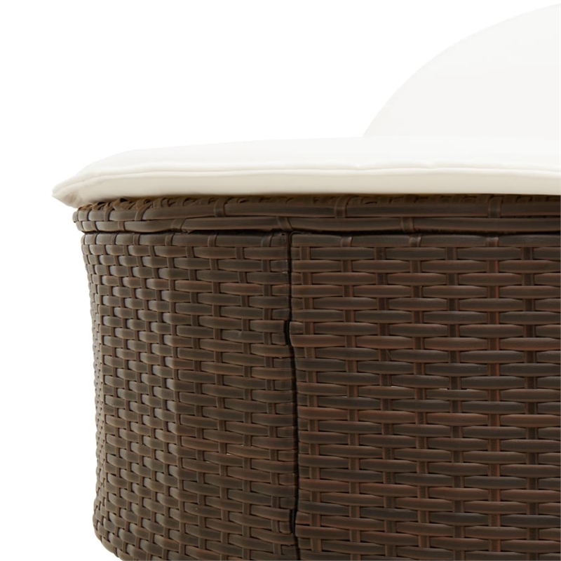 vidaXL Poly Rattan Double Sun Lounger w/ Cushions in Grey