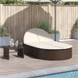 vidaXL Poly Rattan Double Sun Lounger w/ Cushions in Grey