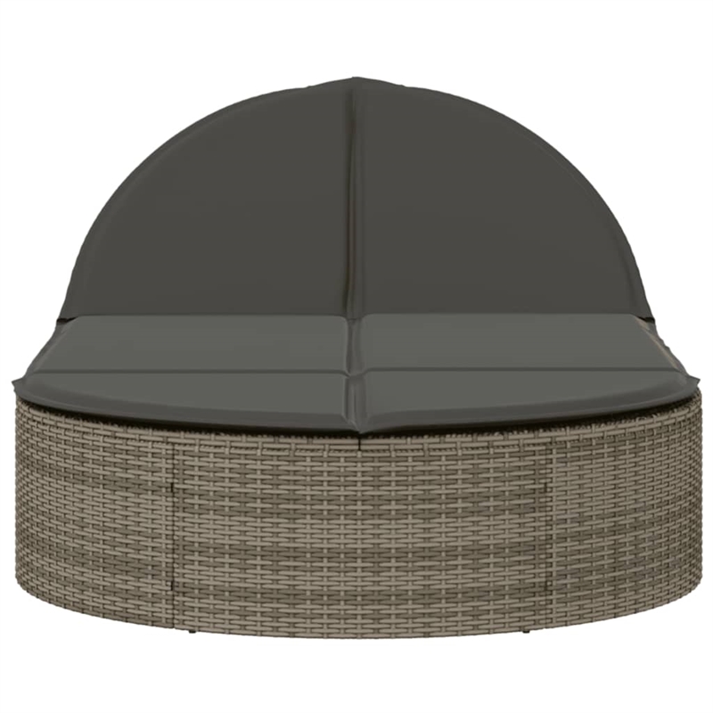 vidaXL Poly Rattan Double Sun Lounger w/ Cushions in Beige