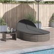 vidaXL Poly Rattan Double Sun Lounger w/ Cushions in Beige