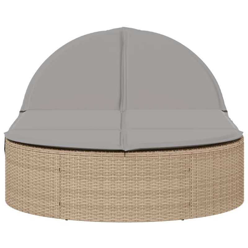 vidaXL Poly Rattan Double Sun Lounger w/ Cushions in Light Grey