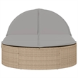 vidaXL Poly Rattan Double Sun Lounger w/ Cushions in Light Grey