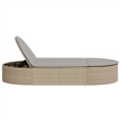 vidaXL Poly Rattan Double Sun Lounger w/ Cushions in Light Grey