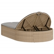 vidaXL Poly Rattan Double Sun Lounger w/ Cushions in Light Grey