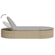 vidaXL Poly Rattan Double Sun Lounger w/ Cushions in Light Grey