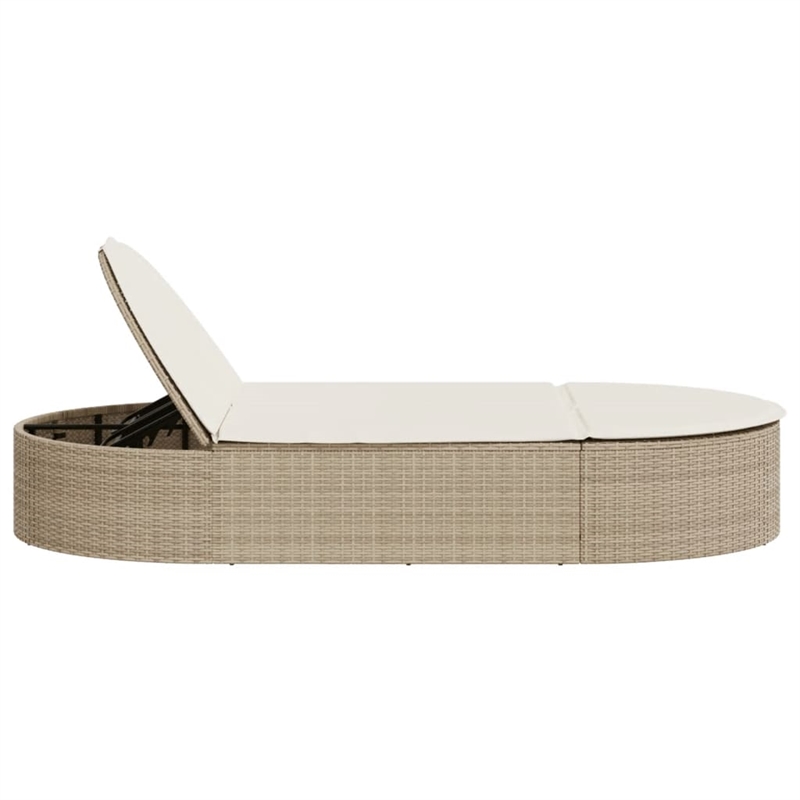 vidaXL Sun Lounger in Black and Cream White
