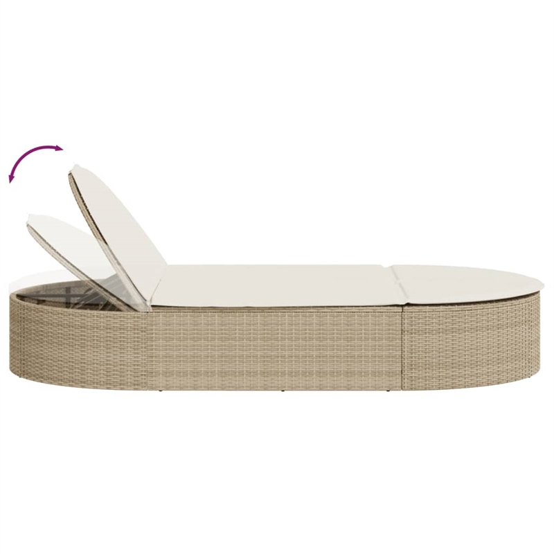 vidaXL Sun Lounger in Black and Cream White