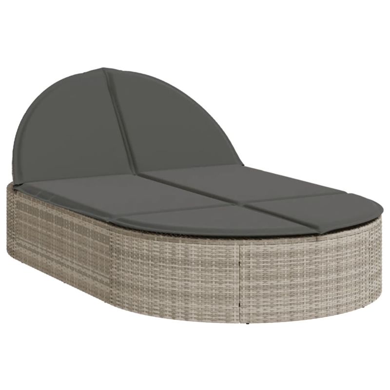 vidaXL PE Rattan Adjustable Sun Lounger w/ Footrests in Brown