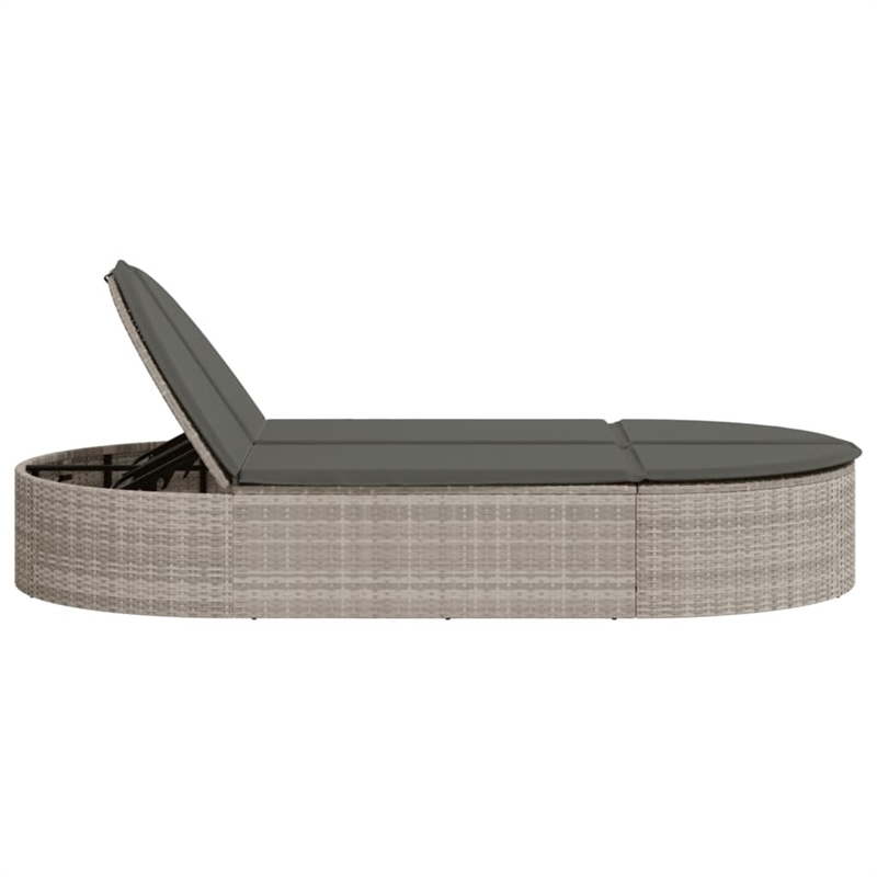 vidaXL PE Rattan Adjustable Sun Lounger w/ Footrests in Brown