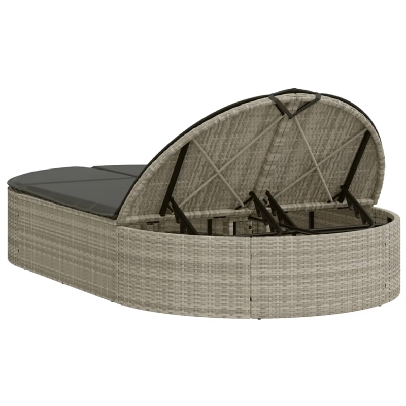 vidaXL PE Rattan Adjustable Sun Lounger w/ Footrests in Brown