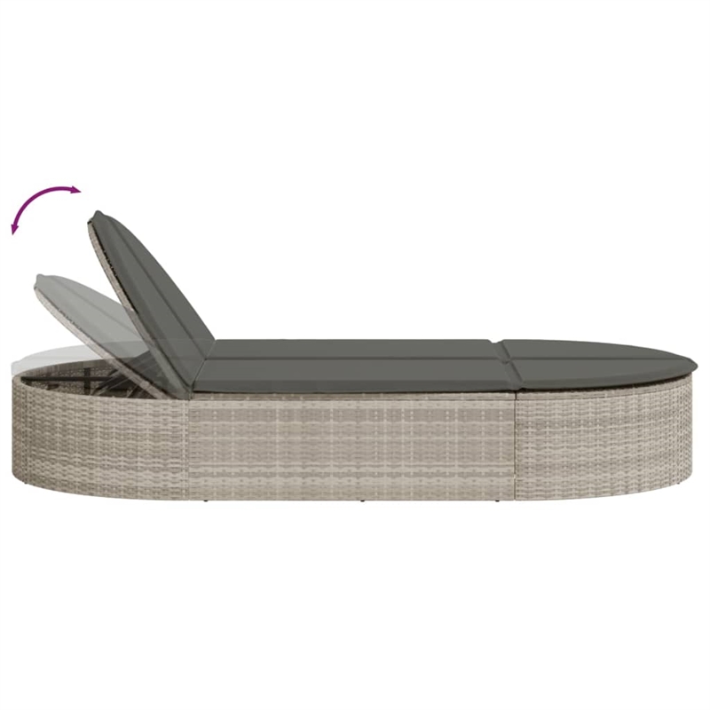 vidaXL PE Rattan Adjustable Sun Lounger w/ Footrests in Brown