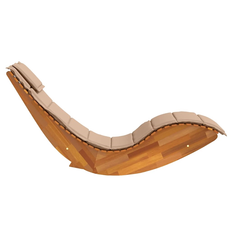 vidaXL Solid Acacia Wood Rocking Sun Lounger w/ Cushion in Brown