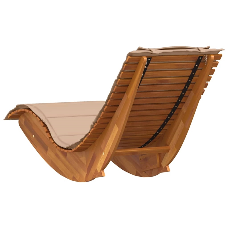 vidaXL Solid Acacia Wood Rocking Sun Lounger w/ Cushion in Brown