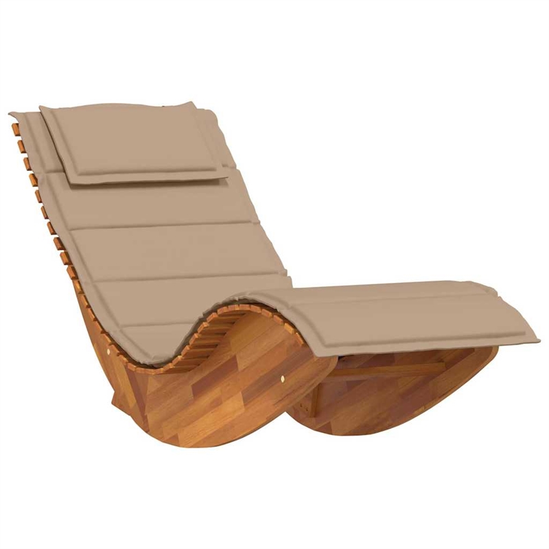 vidaXL Solid Acacia Wood Rocking Sun Lounger w/ Cushion in Brown