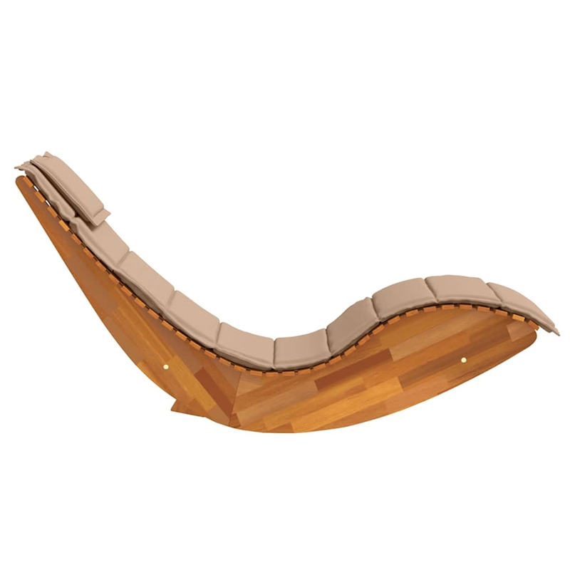 vidaXL Solid Acacia Wood Rocking Sun Lounger w/ Cushion in Brown