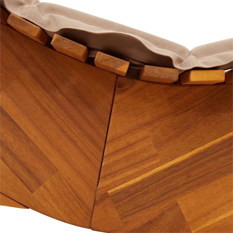 vidaXL Solid Acacia Wood Rocking Sun Lounger w/ Cushion in Brown