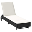 vidaXL Poly Rattan Sun Lounger w/ Wheels & Cushion in Black
