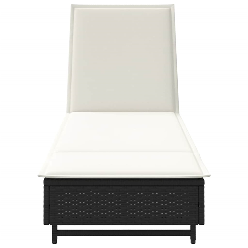 vidaXL Poly Rattan Sun Lounger w/ Wheels & Cushion in Black