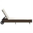 vidaXL Poly Rattan Sun Lounger w/ Wheels & Cushion in Brown