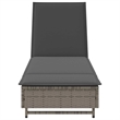 vidaXL Poly Rattan Sun Lounger w/ Wheels & Cushion in Grey