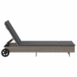 vidaXL Poly Rattan Sun Lounger w/ Wheels & Cushion in Grey