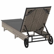 vidaXL Poly Rattan Sun Lounger w/ Wheels & Cushion in Grey