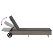 vidaXL Poly Rattan Sun Lounger w/ Wheels & Cushion in Grey