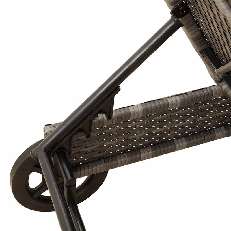 vidaXL Poly Rattan Sun Lounger w/ Wheels & Cushion in Grey