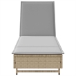 vidaXL Poly Rattan Sun Lounger w/ Wheels & Cushion in Beige