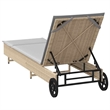 vidaXL Poly Rattan Sun Lounger w/ Wheels & Cushion in Beige