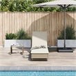 vidaXL Poly Rattan Sun Lounger w/ Wheels & Cushion in Beige