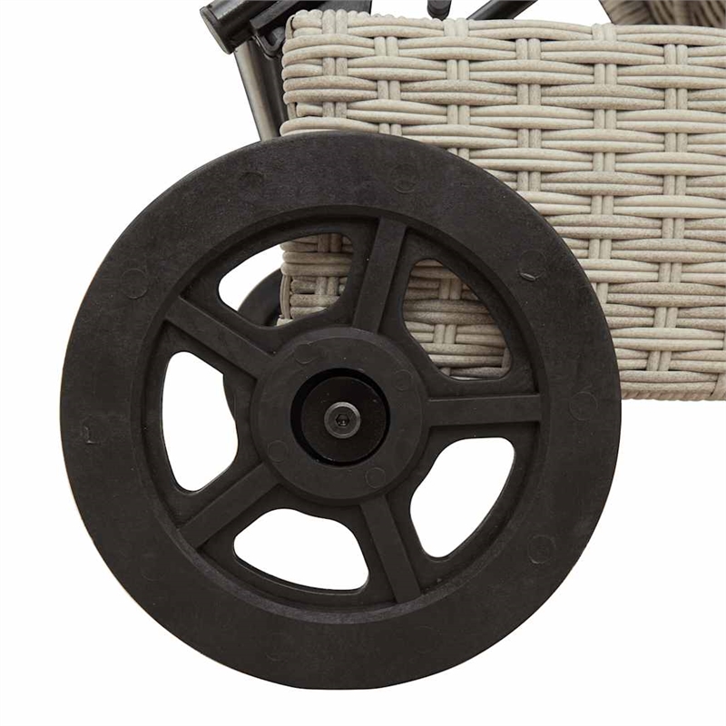 vidaXL Poly Rattan Sun Lounger w/ Wheels & Cushion in Light Grey